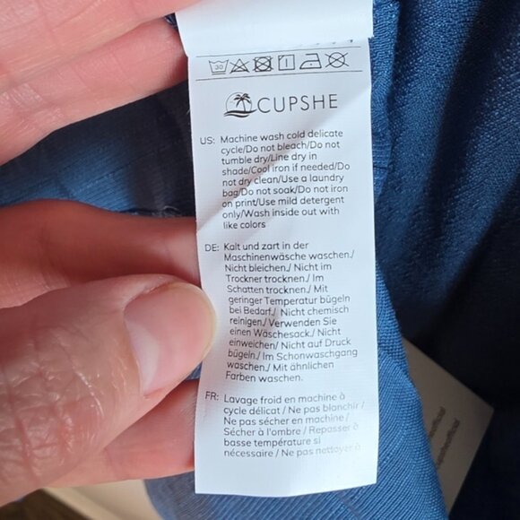 Cupshe Blue Relaxed Tunic Swim Coverup Sz Medium NEW - Picture 11 of 13